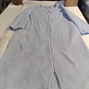 Oscar De La Renta Robe Full Zip Robe Blue Fleece Soft Fluffy Cuddly Size L/XL